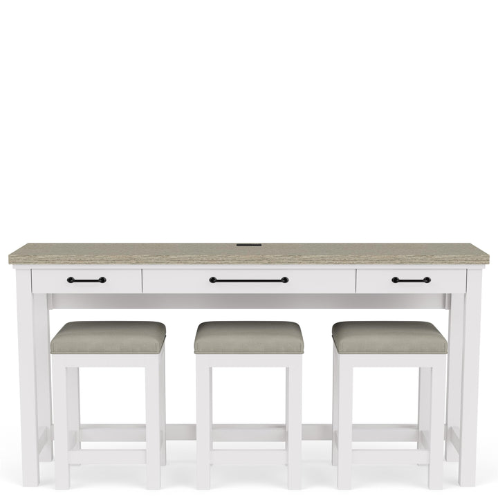 Cora - Workstation (Sofa Table With 3 Stools) - Cloud / Fog