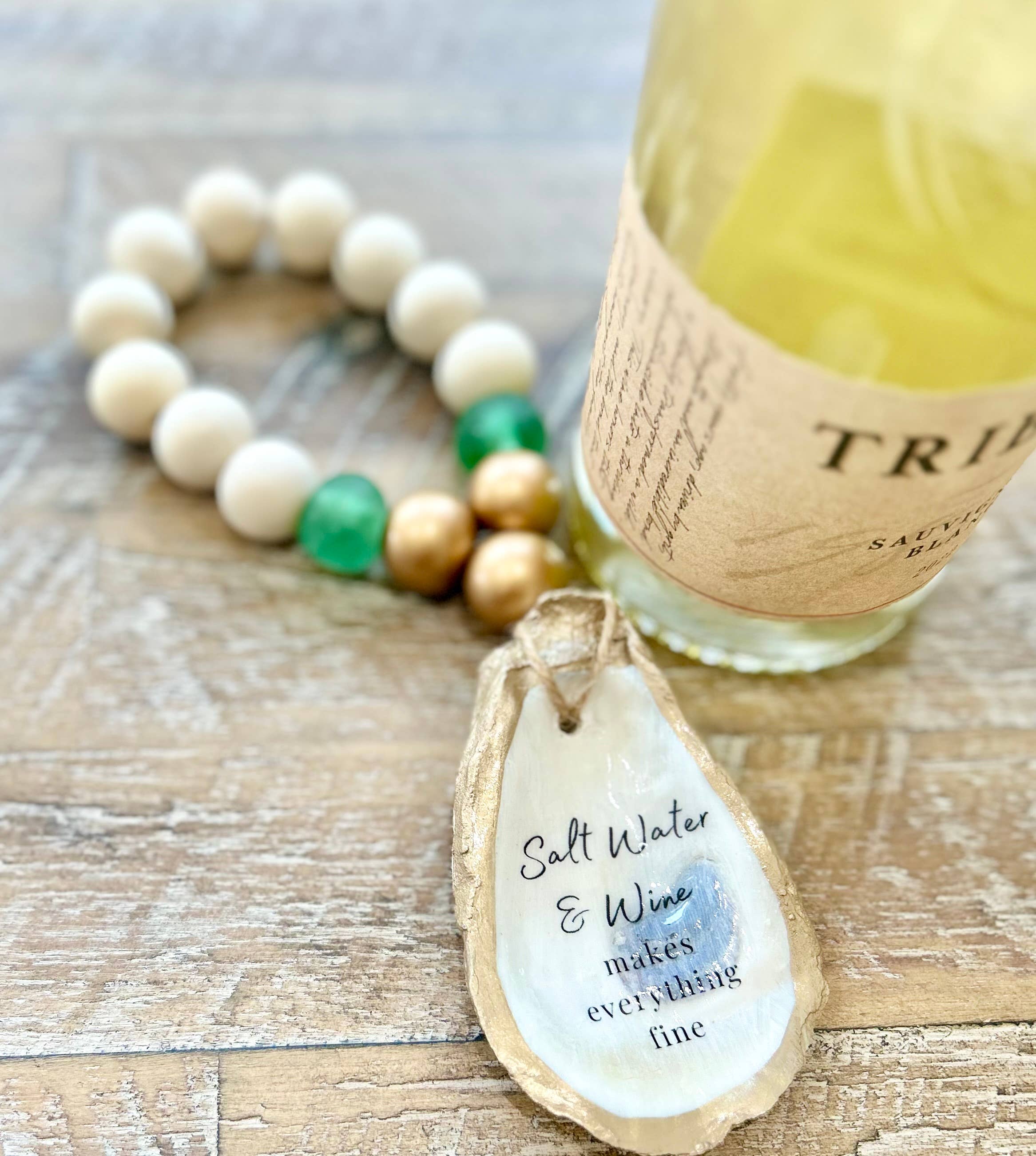 Saltwater & Wine Makes Everything Fine - Beaded Bottle Charm