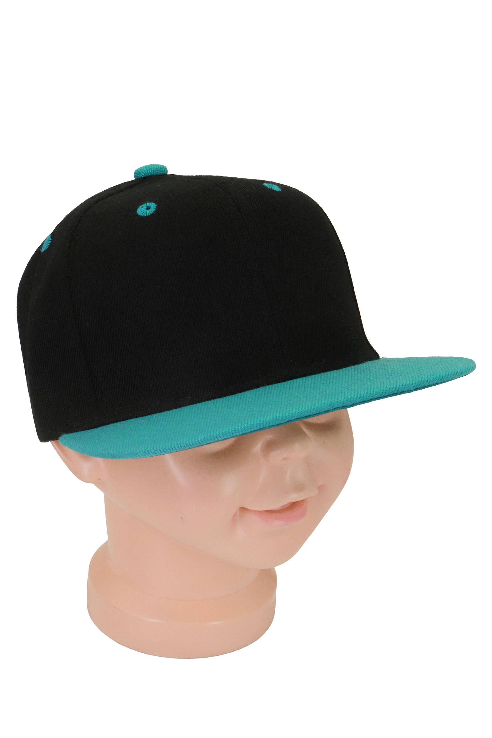 Kids Two Tone Blank Snapback Flat Brim Cap
