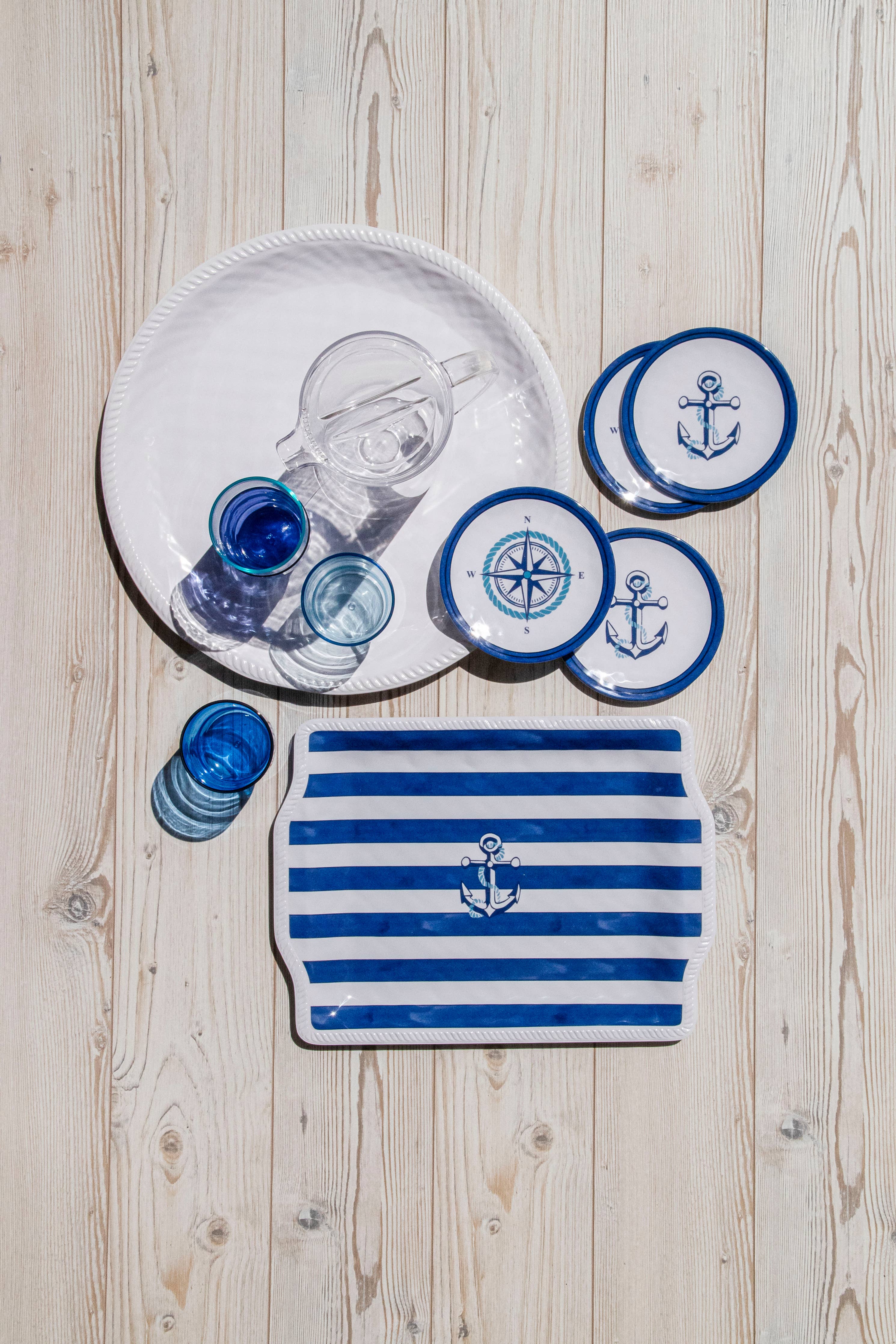 Nautical Anchor Dinnerware,100% Melamine,BPA free,Food Safe: Dinner Plate, 10.5"