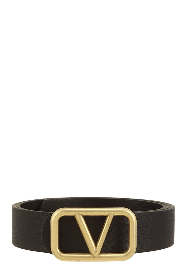 METAL V BUCKLE LEATHER BELT: White