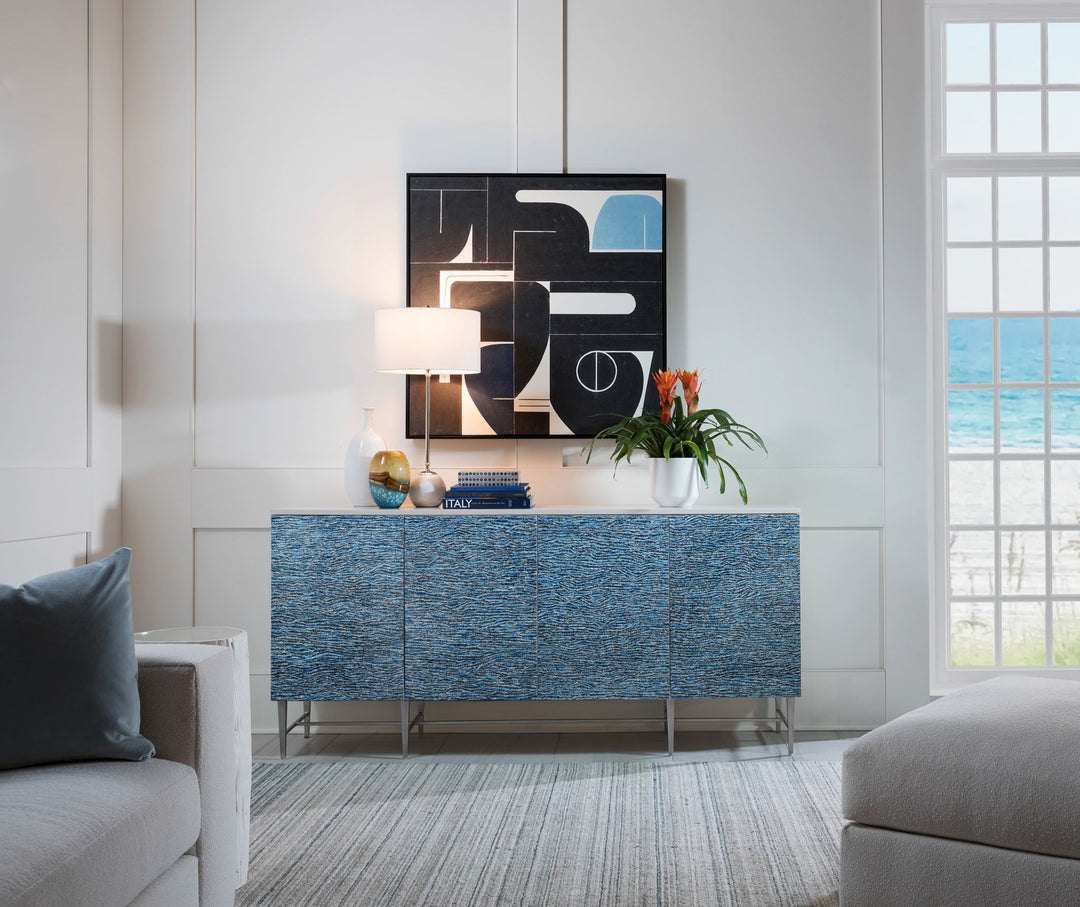Signature Designs - Deepwater Media Console - White / Blue