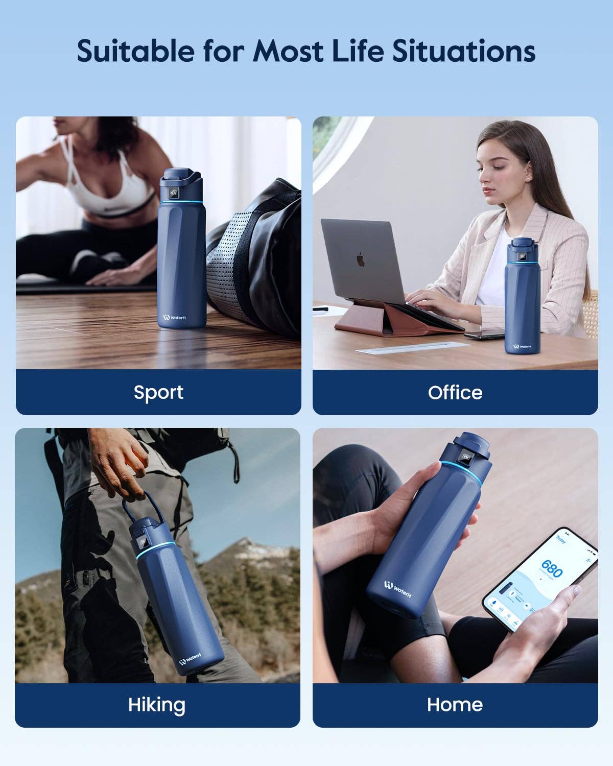32oz Insulated Hydration Tracking Smart Water Bottle, Black (Copy)