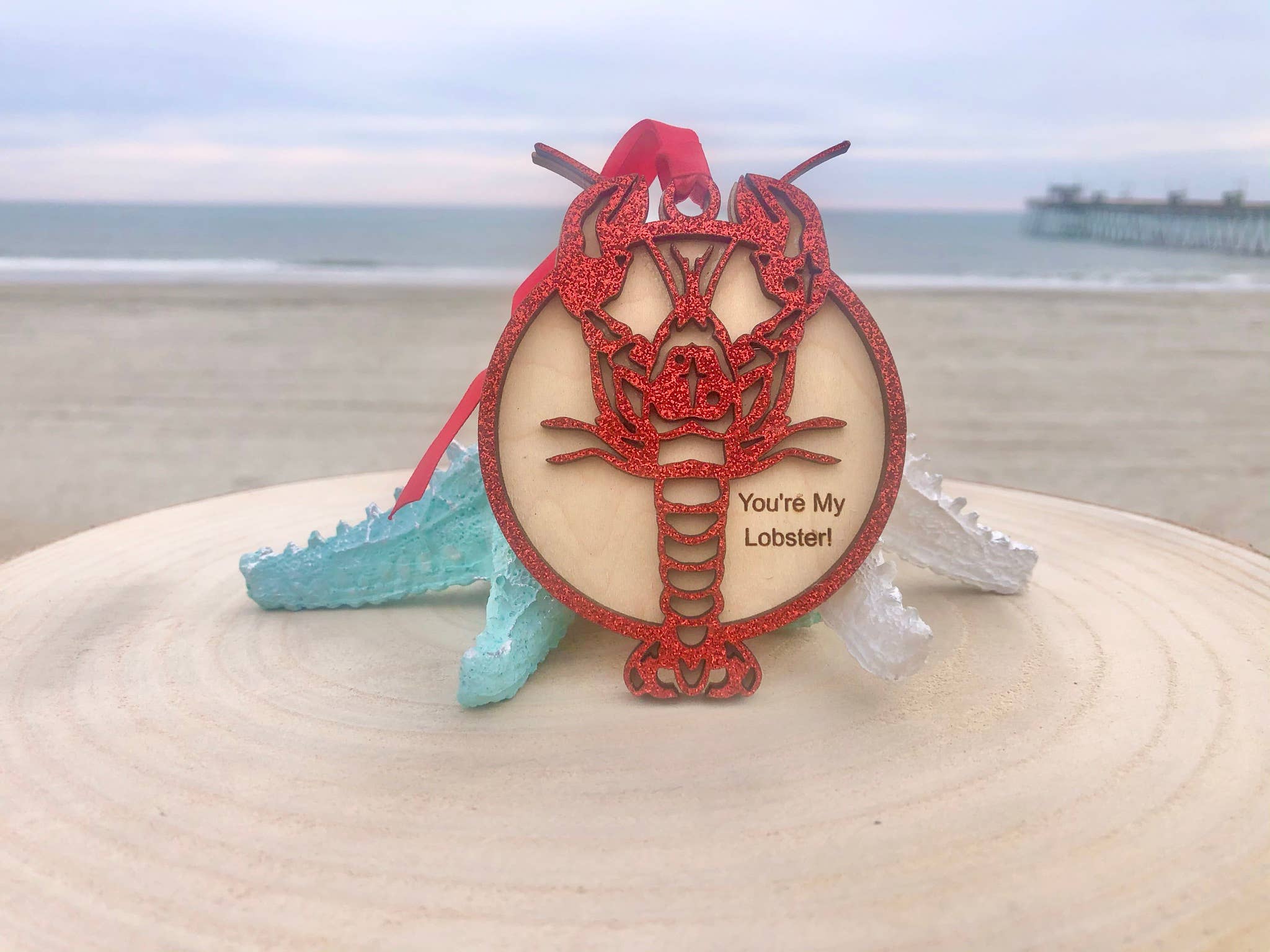 Customizable Lobster Ornament: Red Painted / Seas & Greetings