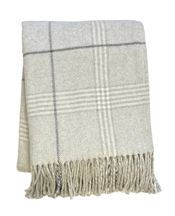 408 - Windowpane Plaid Throw: Stone
