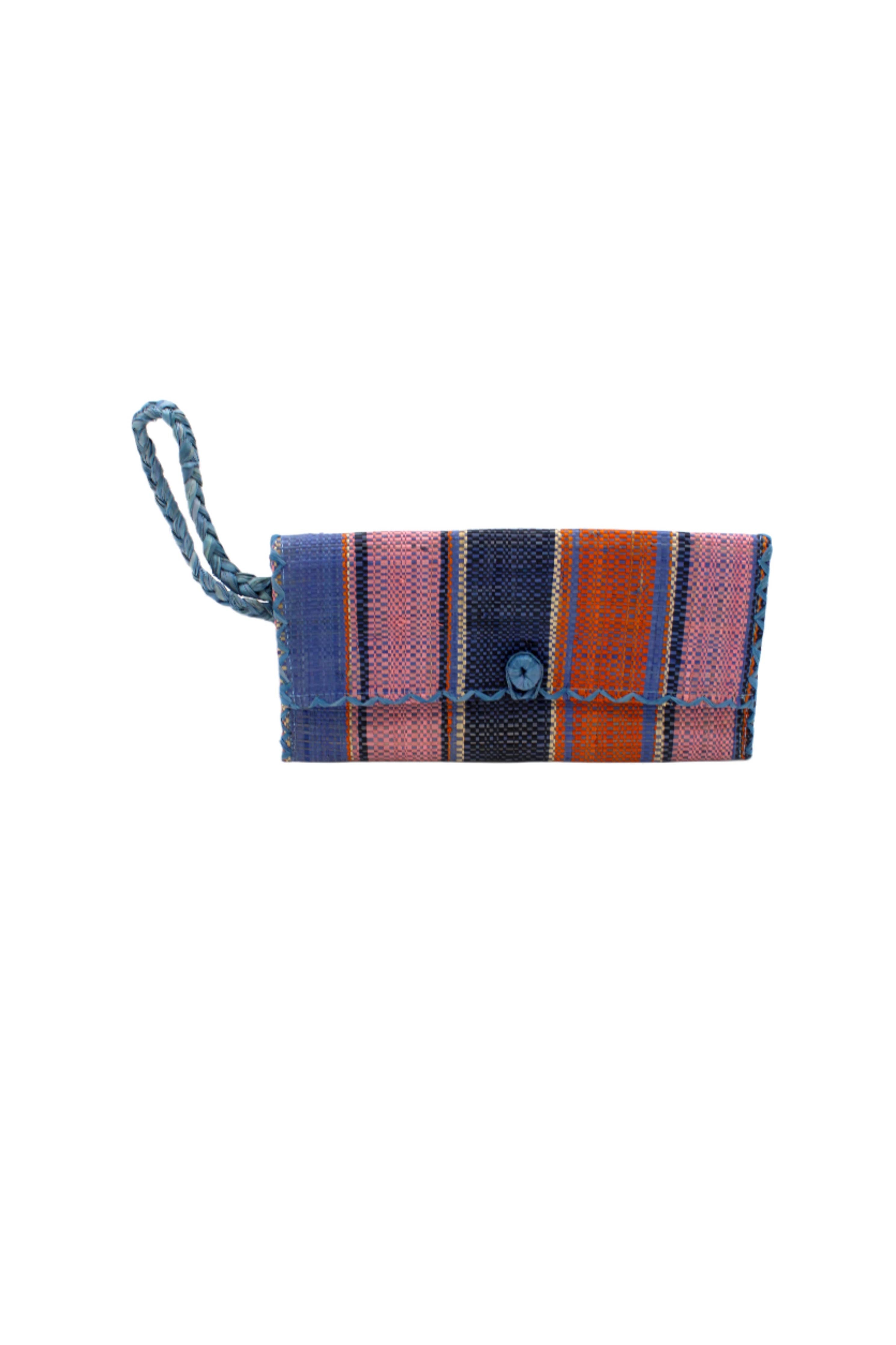 ChiChi Straw Clutch Wristlet Bag: Teal