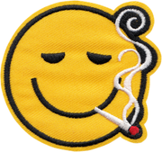Patch - Smoking Happy Face - 1970s Smile Pot Joint Funny