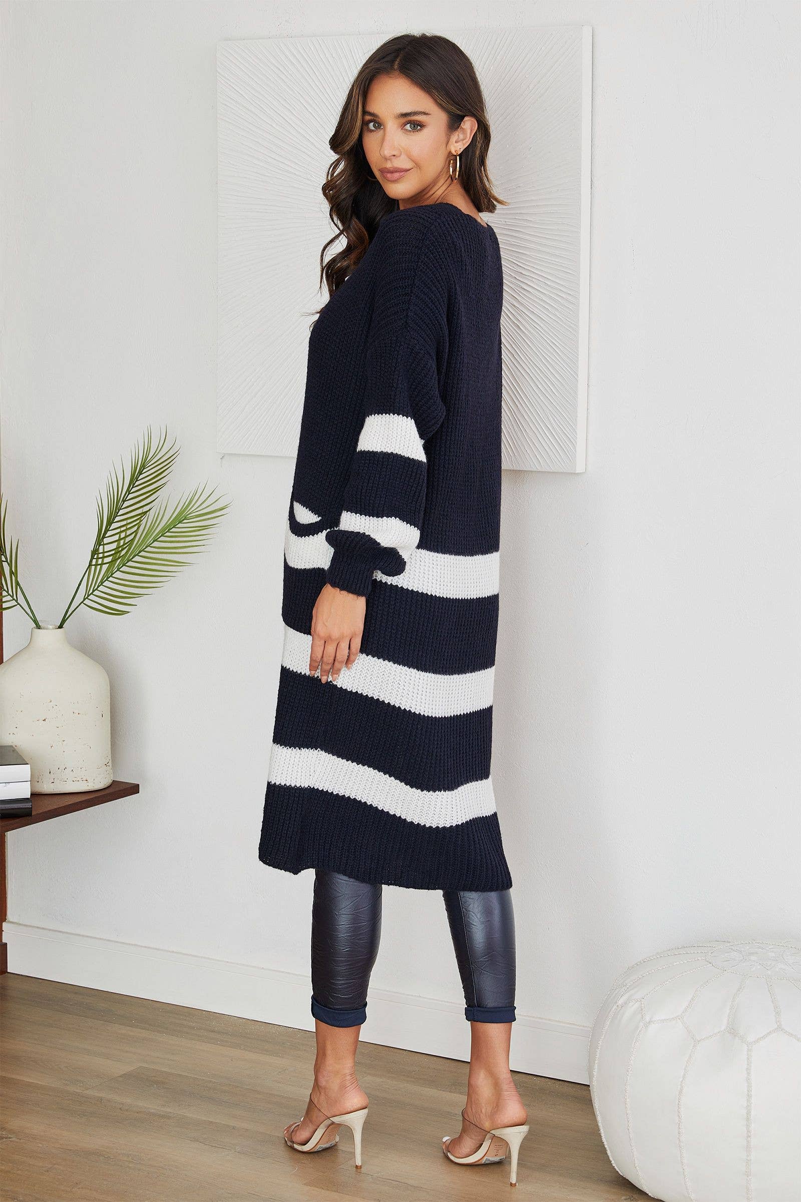 3662-STRIPES-NAVY: MEDIUM/LARGE