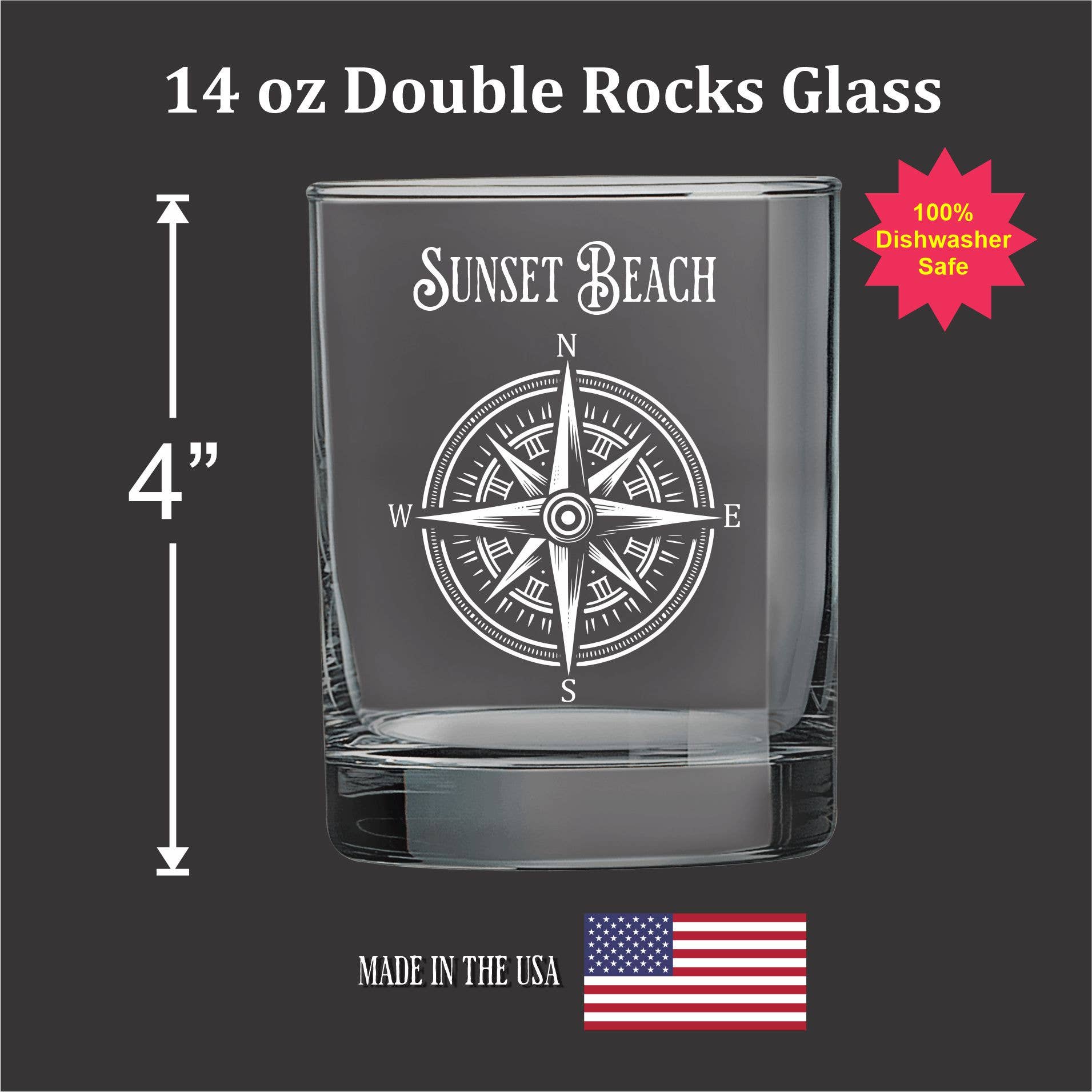 Compass 14 oz Double Old Fashioned: No Custom text
