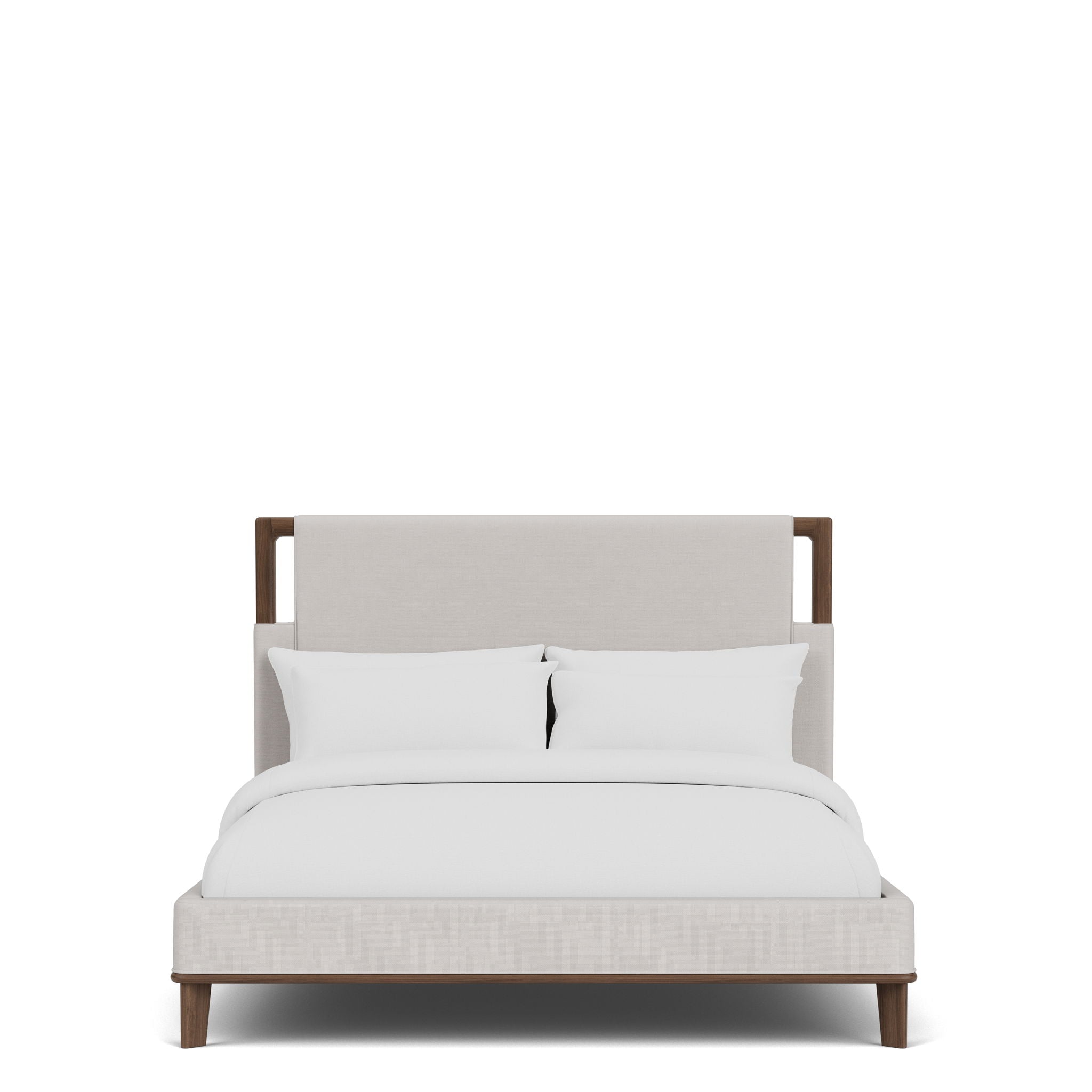 Delia - King Upholstered Bed - Nouveau Walnut / Beige