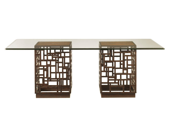 Ocean Club - South Sea Dining Table With 84 X 48" Glass Top - Dark Brown