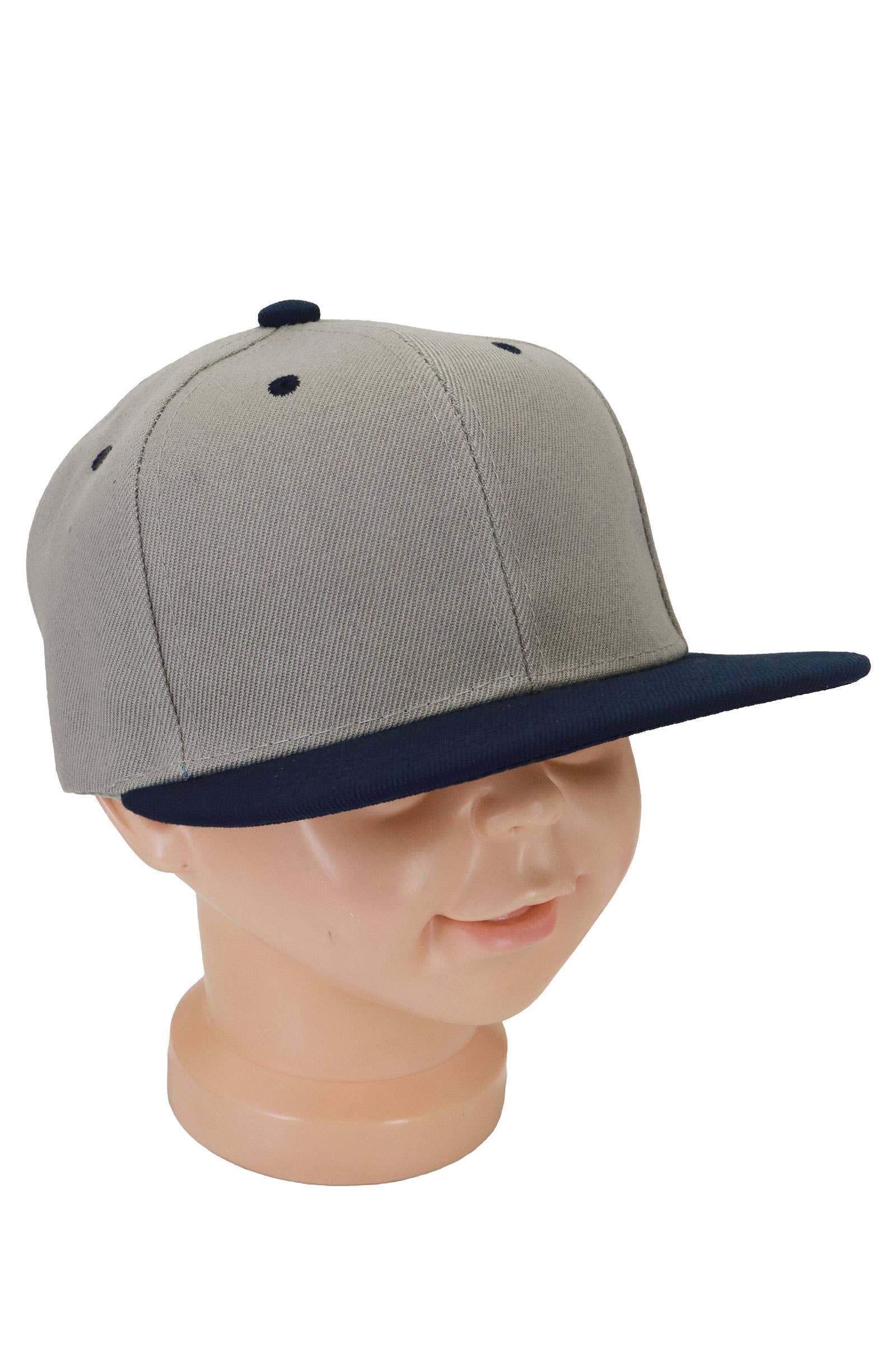 Kids Two Tone Blank Snapback Flat Brim Cap
