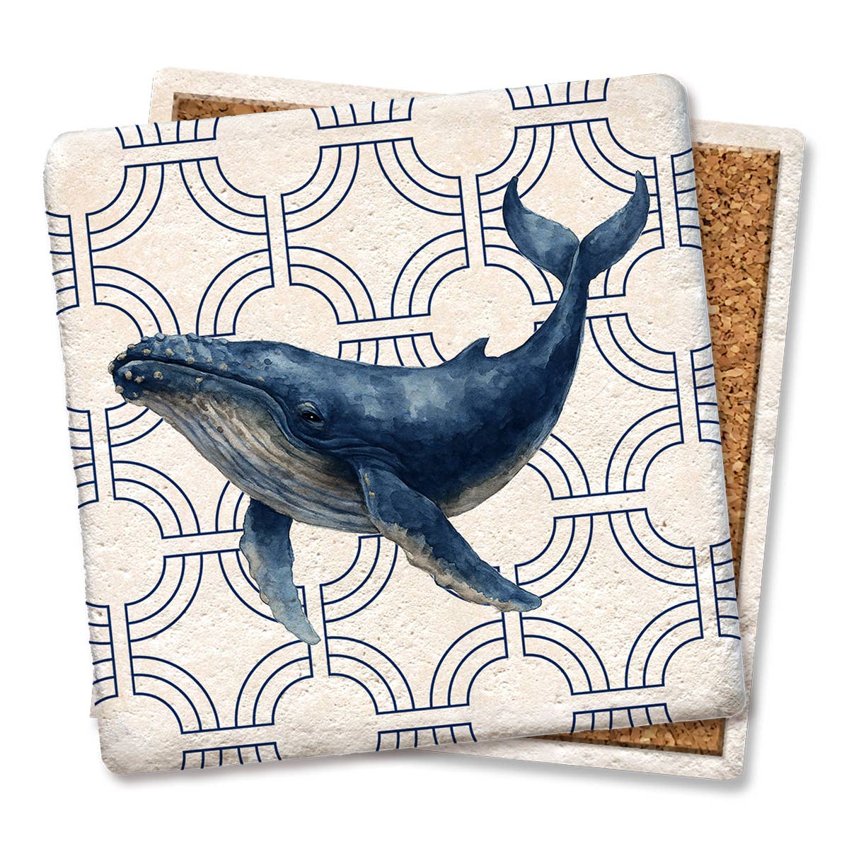 Coaster Nautical Whale: Limestone