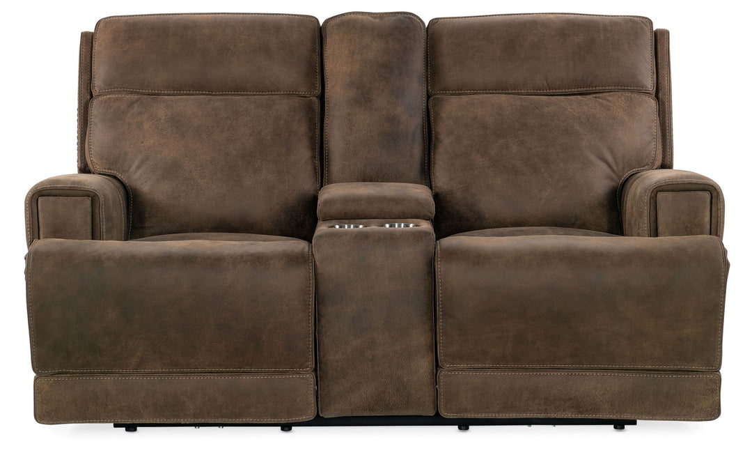 Wheeler - Power Console Loveseat With Power Headrest - Dark Brown