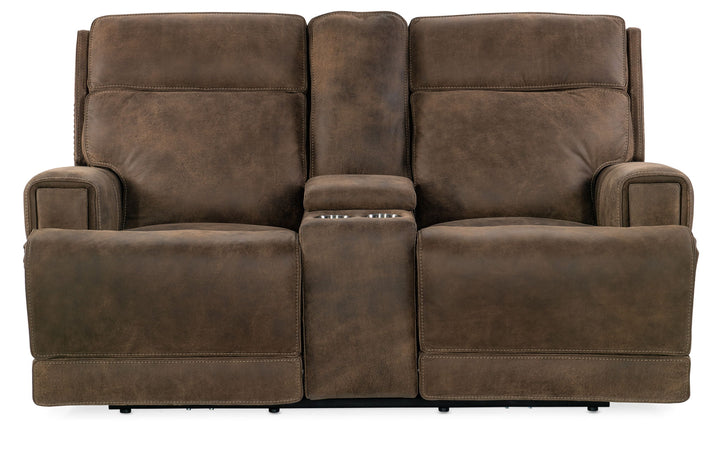 Wheeler - Power Console Loveseat With Power Headrest - Dark Brown