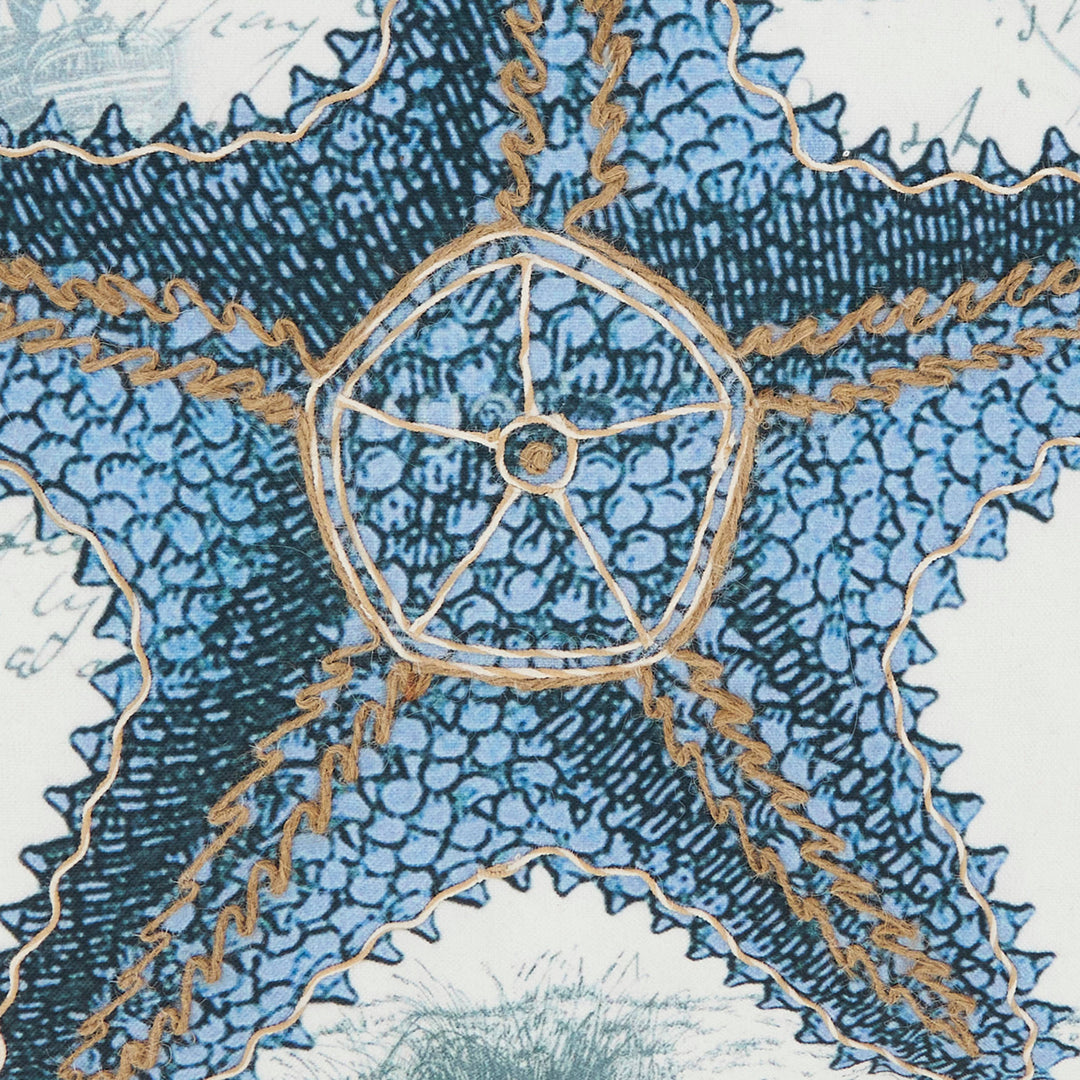 Coastal Outdoor Starfish Pillow: Navy Blue / Poly Filled / 18"