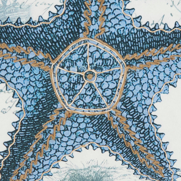 Coastal Outdoor Starfish Pillow: Navy Blue / Poly Filled / 18"