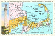 MA-682 Cape Cod Map - Vintage Image, Postcard
