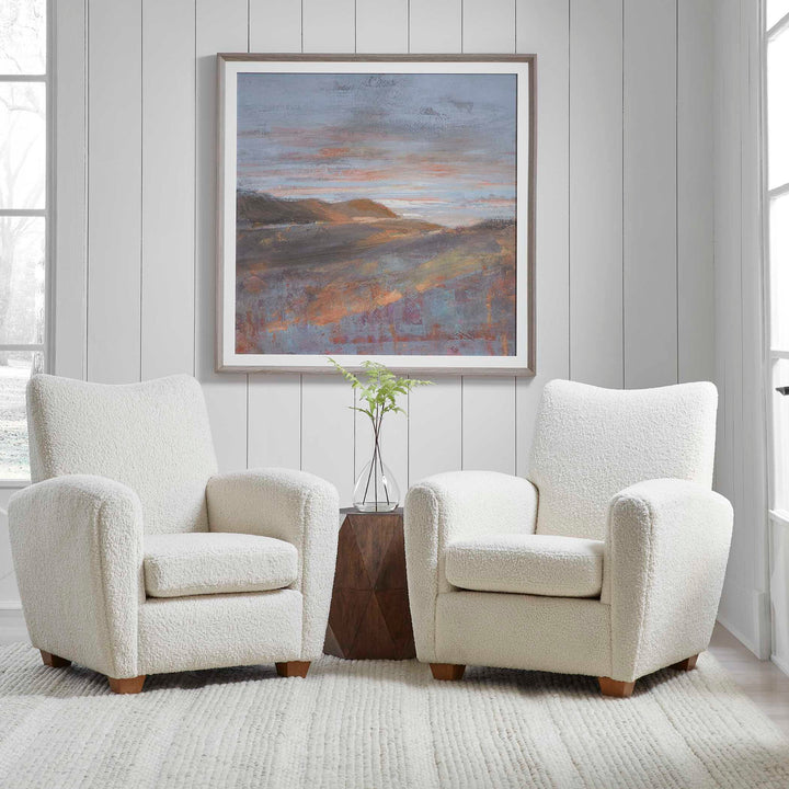 Dawn On The Hills - Framed Print - Purple