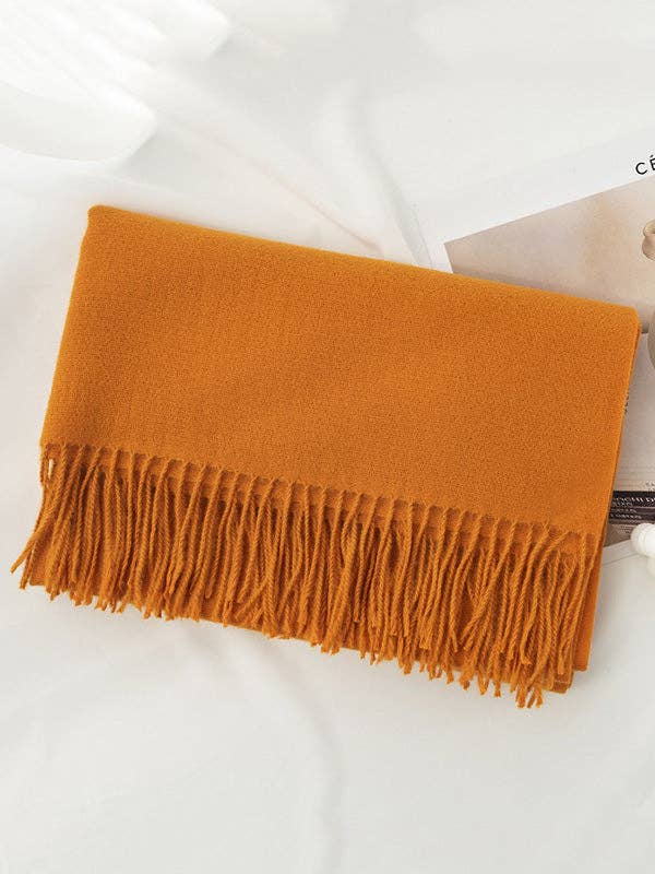Keep Warm Solid Color Tasseled Shawl&Scarf: DEEP GREEN / One_size
