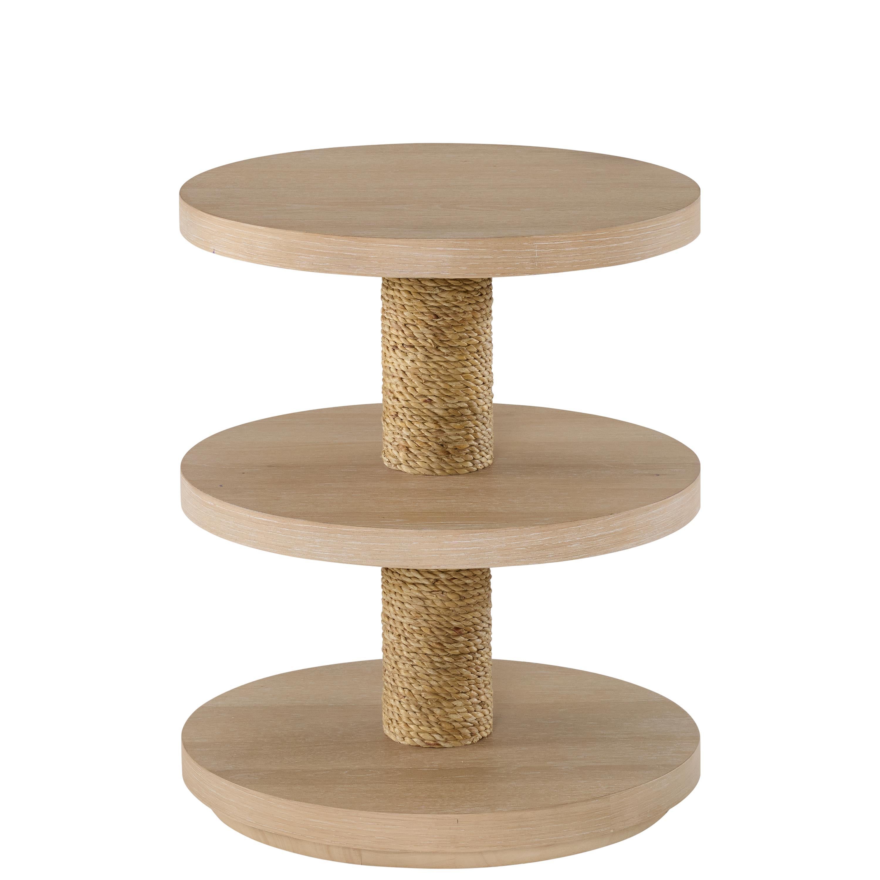 Rosalie - Woven Round Chairside Table - Light Brown