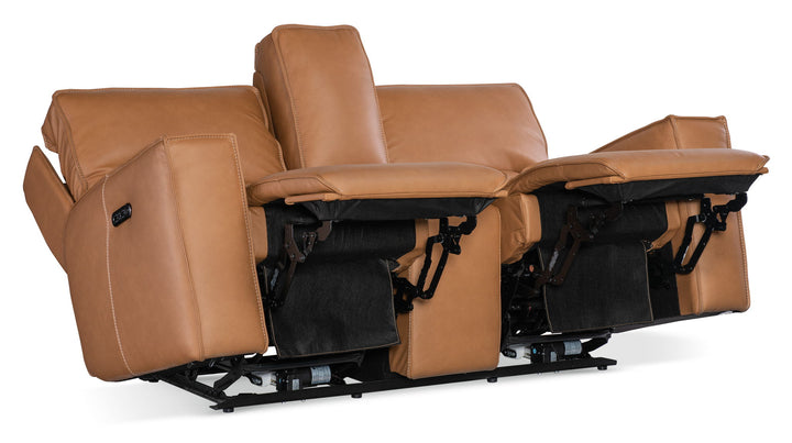 Miles - Zero Gravity Power Console Loveseat With Power Headrest - Light Brown
