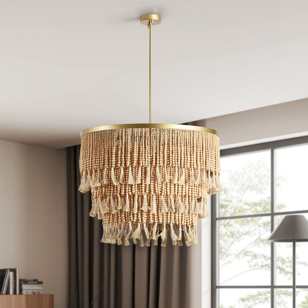 Brittany - Beaded Chandelier - Natural