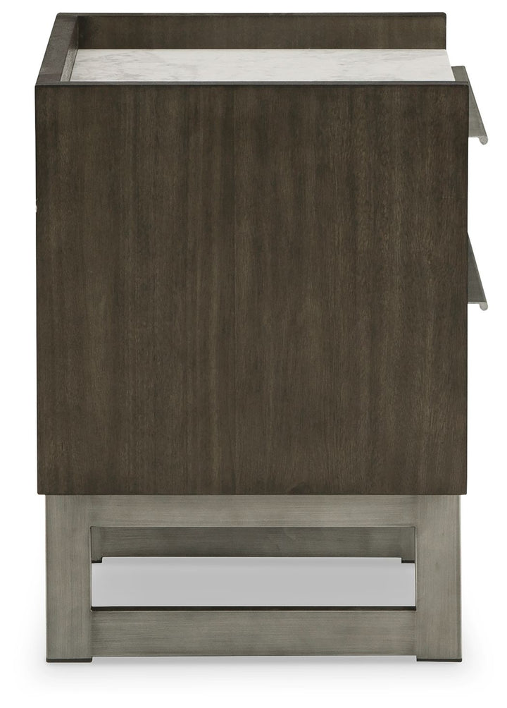 Arkenton - Grayish Brown / White - Two Drawer Night Stand