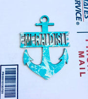 Customizable Nautical Anchor Ornament: Ocean Waves