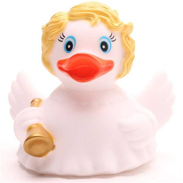 Bath duck angel with blond hair - rubber duck