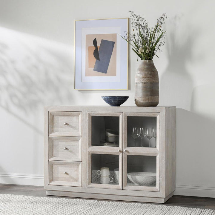 Isha - 3 Drawers 2 Door Cabinet - White Washed