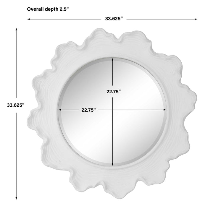Sea Coral - Round Mirror - White