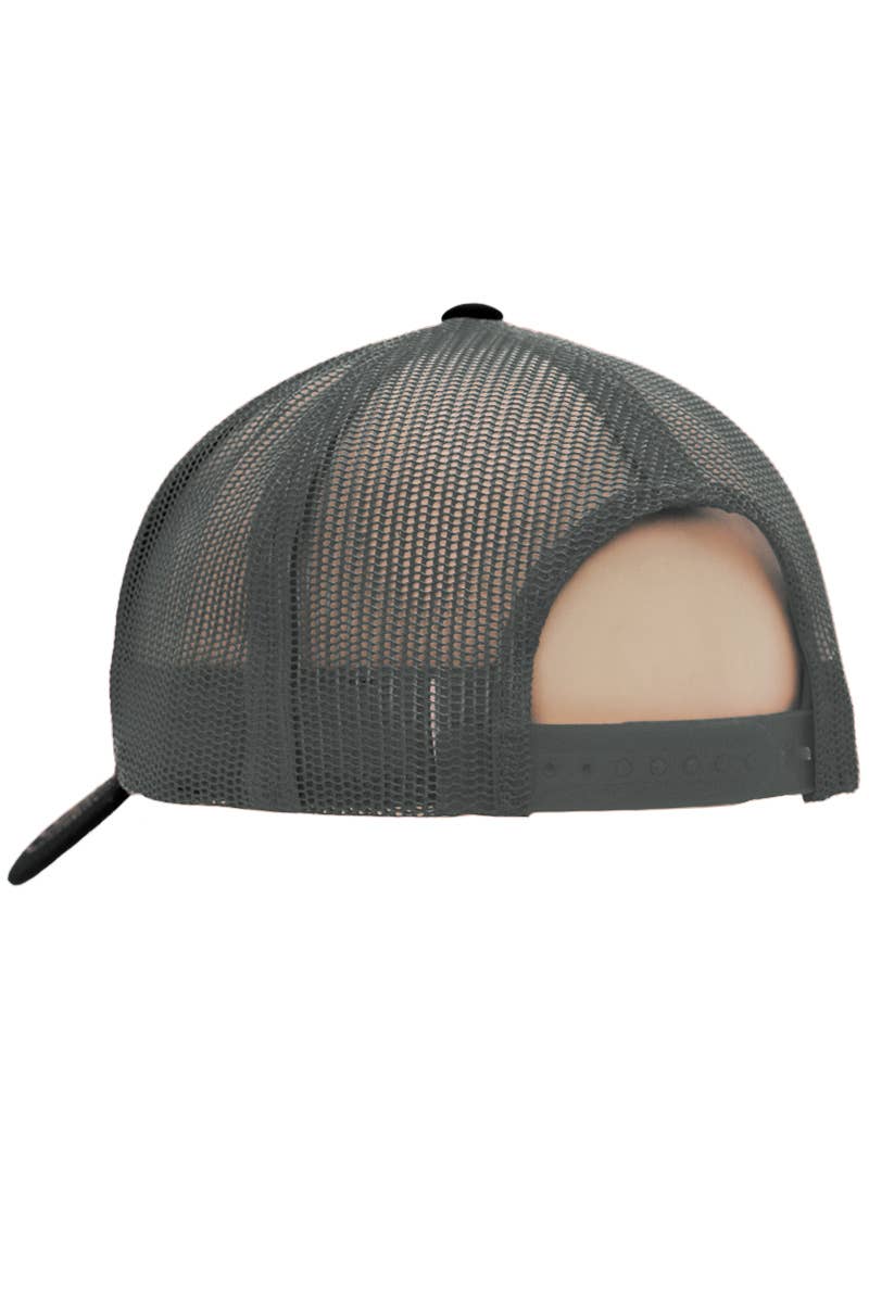 Sleek Black Front Six Panel Curved Bill Trucker Hat: Black