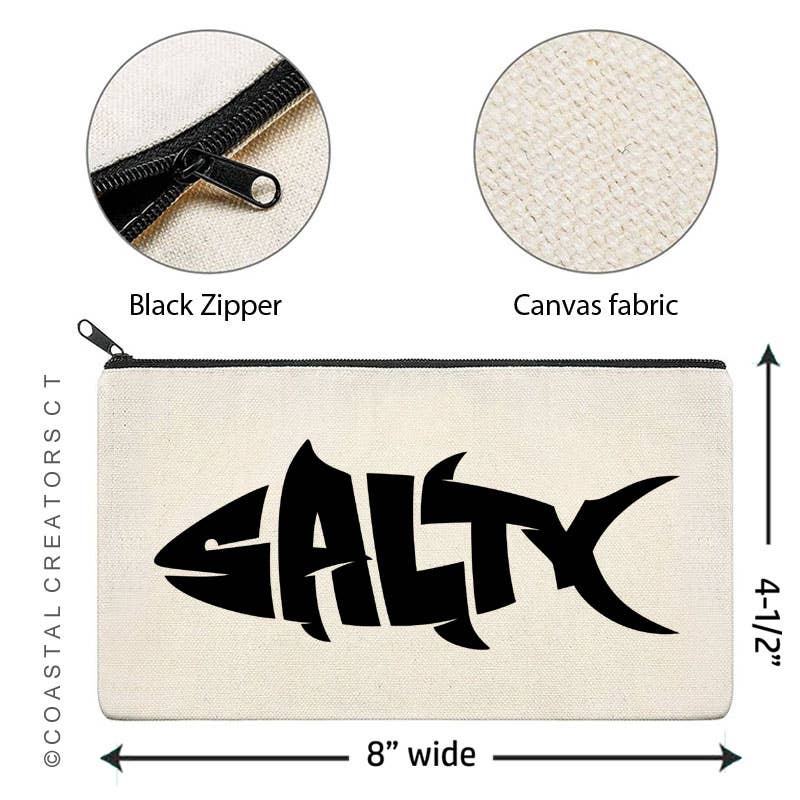 "Salty Fish" Canvas Multi-Purpose Zipper Bag (Unlined)