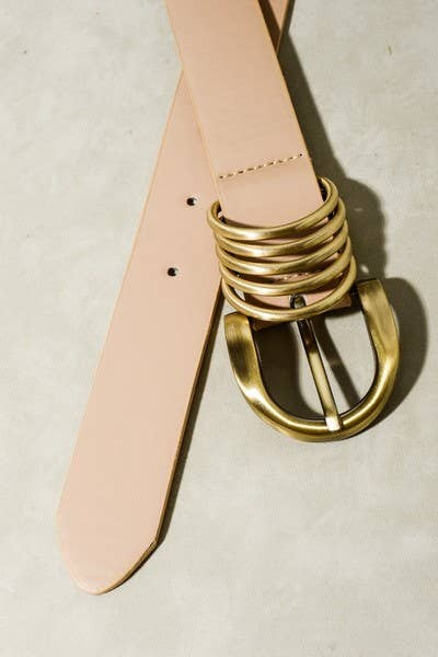 LEATHER ROUNDED BUCKLE BELTS | 40BT603: BROWN