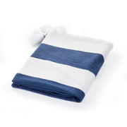 Cabana Striped Throw Blanket with Tassels: Navy Blue