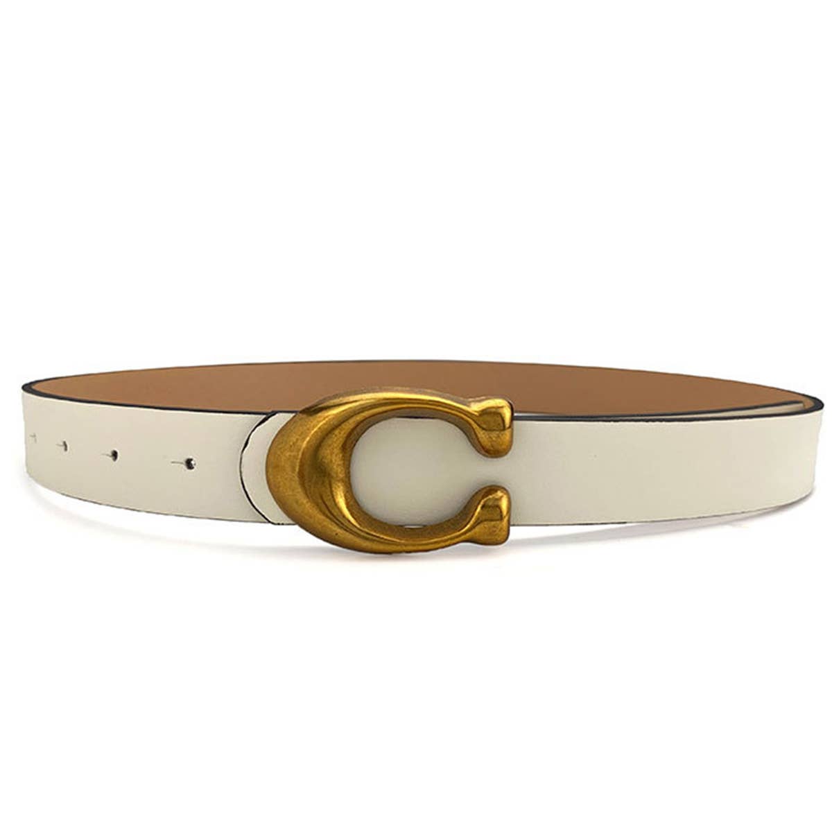 WOMEN FASHION RETRO U-BUCKLE BELT_CWABE0136: White / (OS) 1