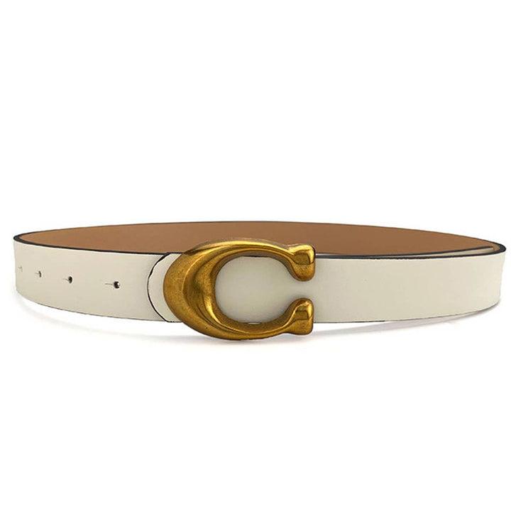 WOMEN FASHION RETRO U-BUCKLE BELT_CWABE0136: White / (OS) 1