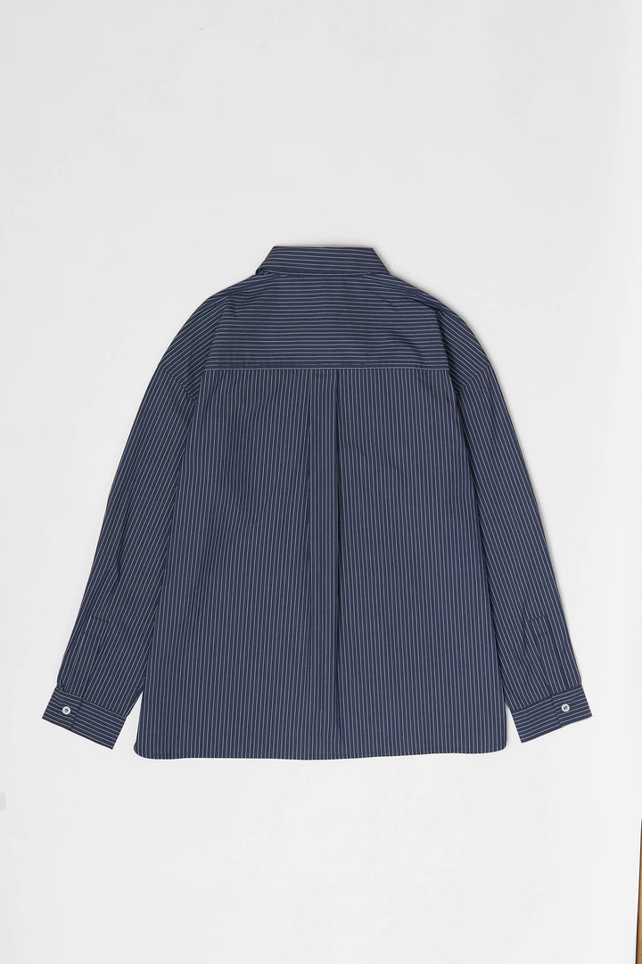 The Annalise Top | Pinstripe Button-Down Top: BLUE/WHITE / LARGE