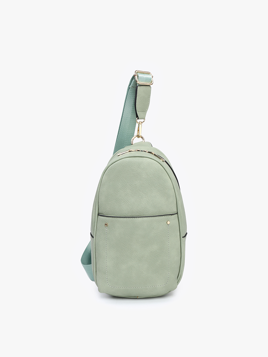 M2437 Pamela Sling Bag w/ Dbl Zip & Removable Strap: Brown