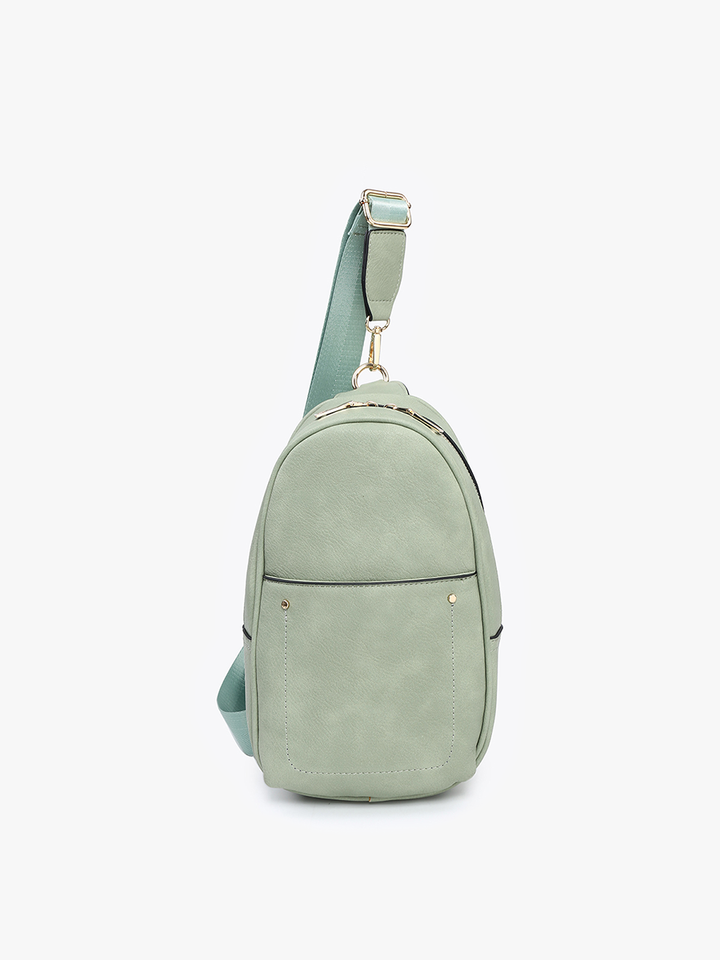 M2437 Pamela Sling Bag w/ Dbl Zip & Removable Strap: Charcoal