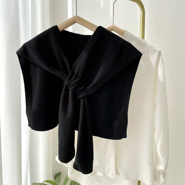Knitted Crossed Solid Shawl: Khaki / 90cm