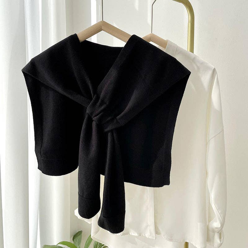 Knitted Crossed Solid Shawl: Smoky gray / 90cm