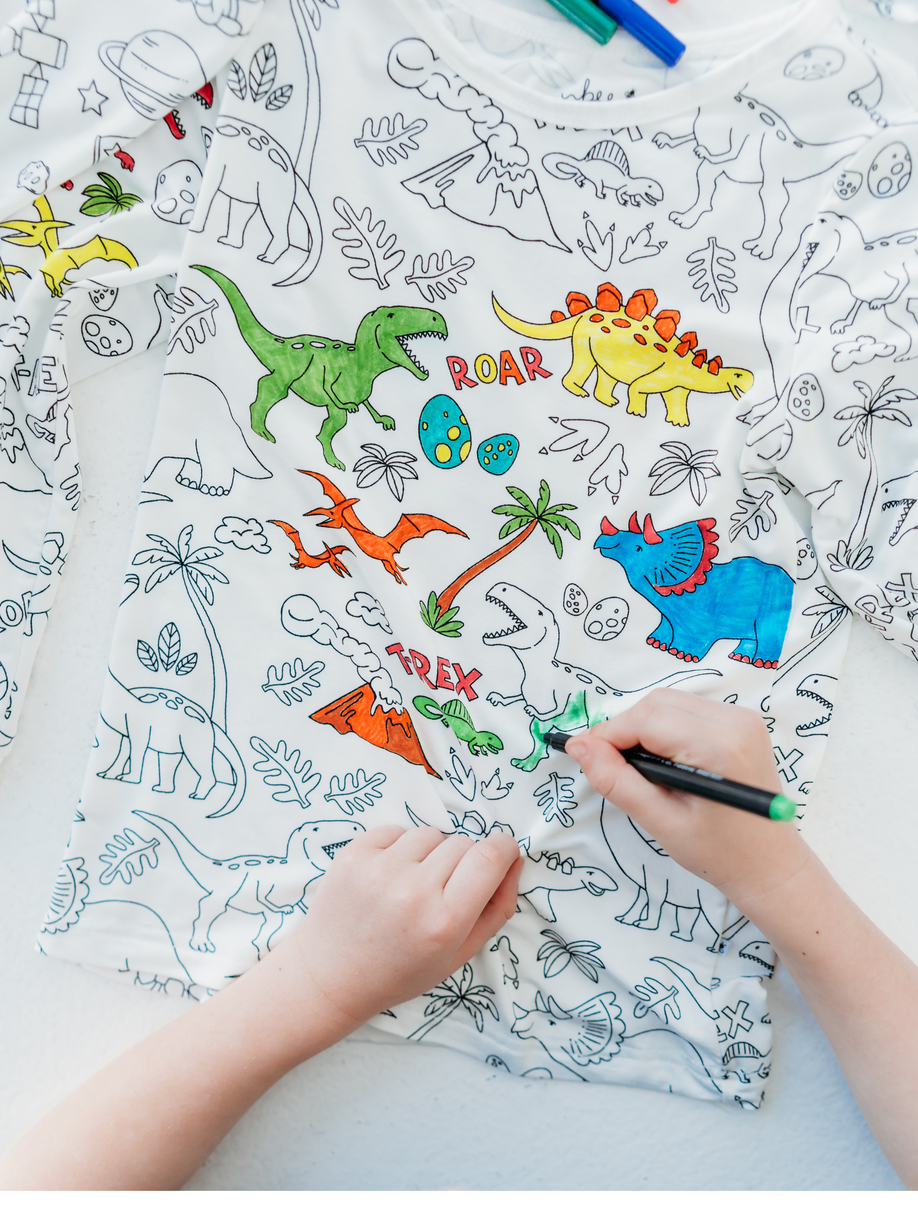 Dinosaur Coloring Pajamas 2 piece set made from Bamboo: 4T