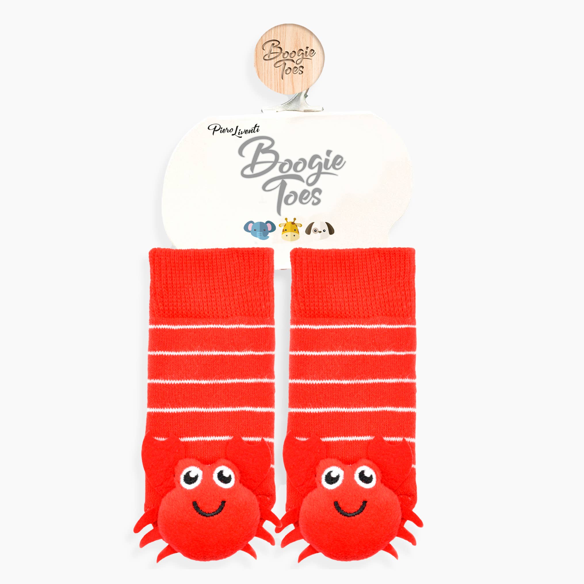 Red Crabby Crab Boogie Toes Rattle Socks: 1 - 2 Y