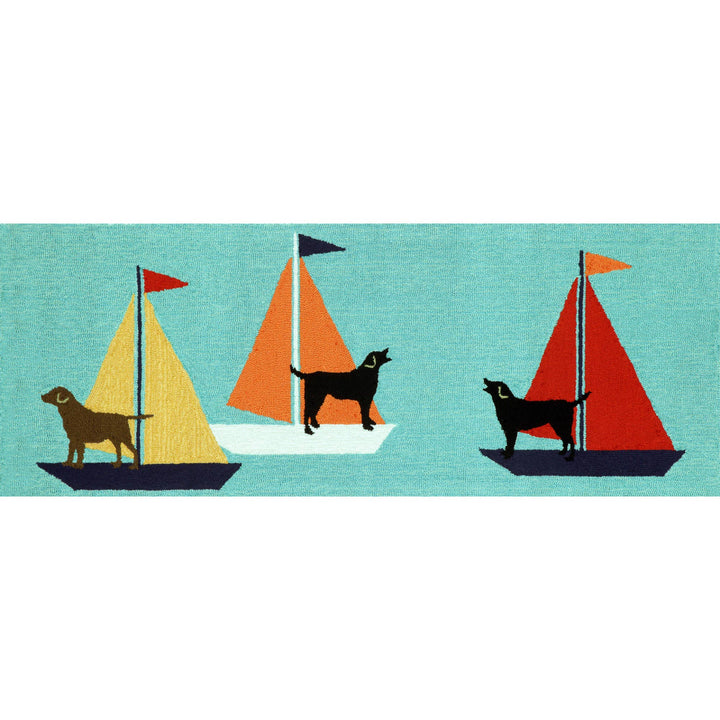 Frontporch Sailing Dog Indoor/Outdoor Rug: Blue / Polyester; Acrylic / 1'8" x 2'6"