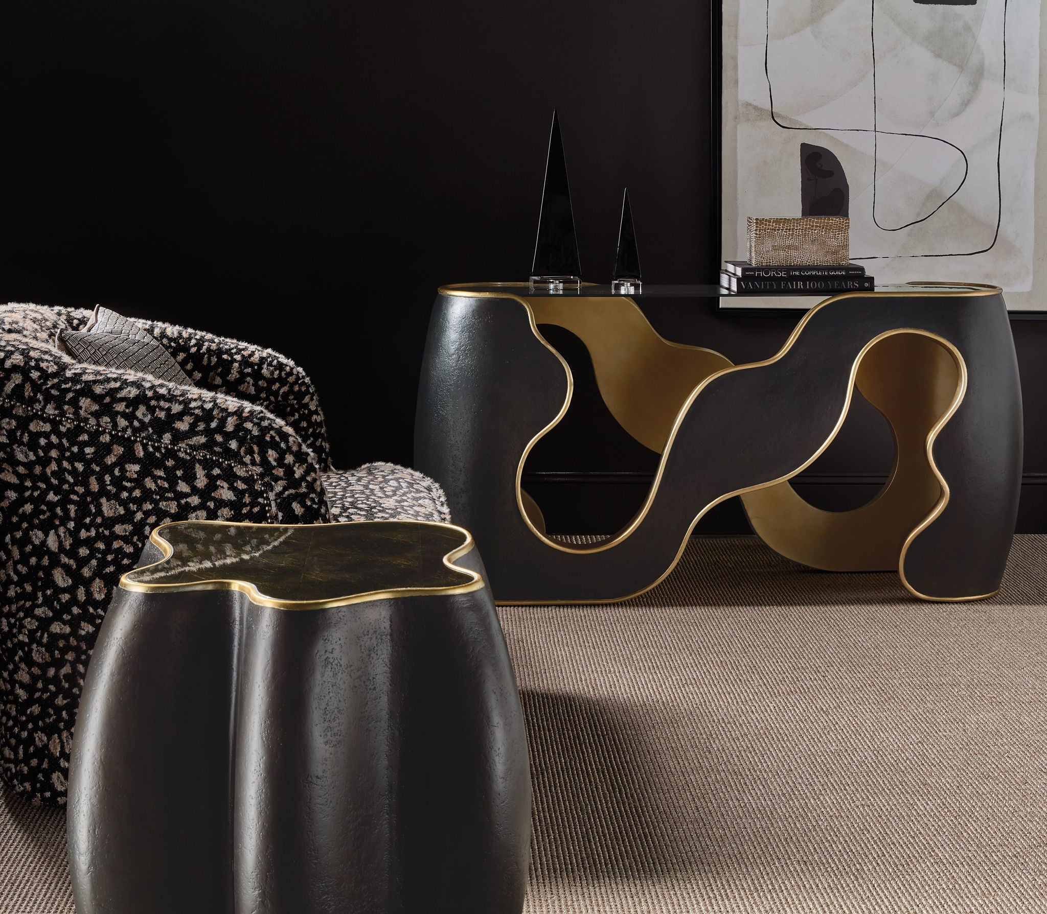 Melange - Even And Flow Round End Table - Black