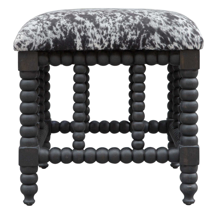 Rancho - Faux Cow Hide Small Bench - Black