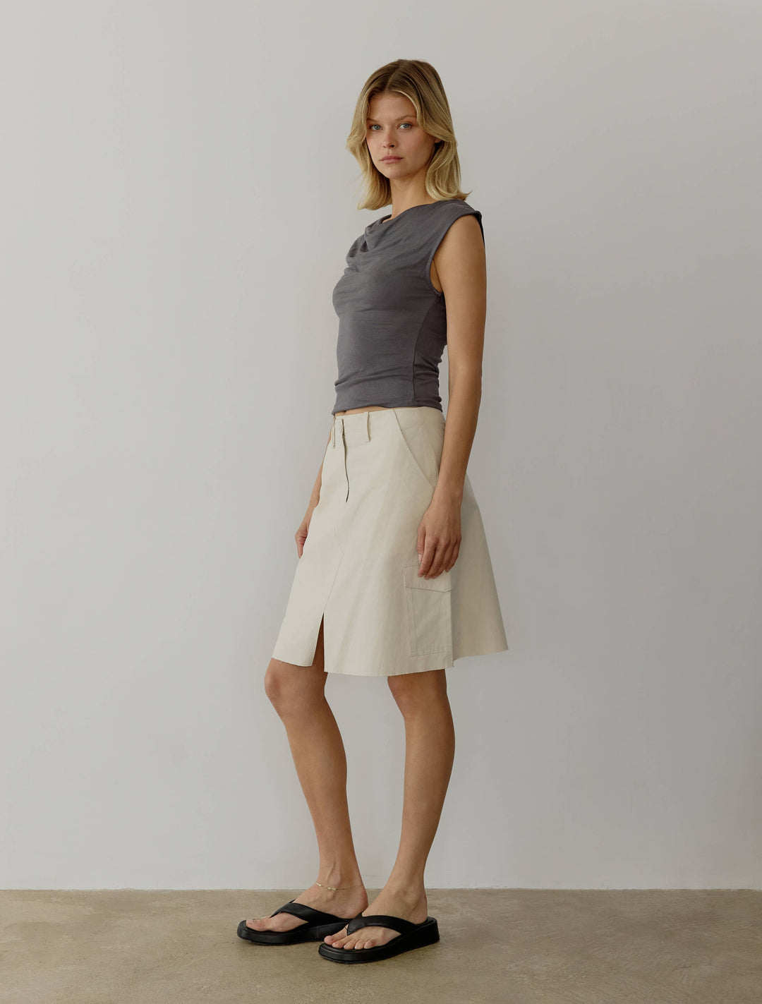 The Ali Top | Cowl Neck Sleeveless Top: BLACK / SMALL
