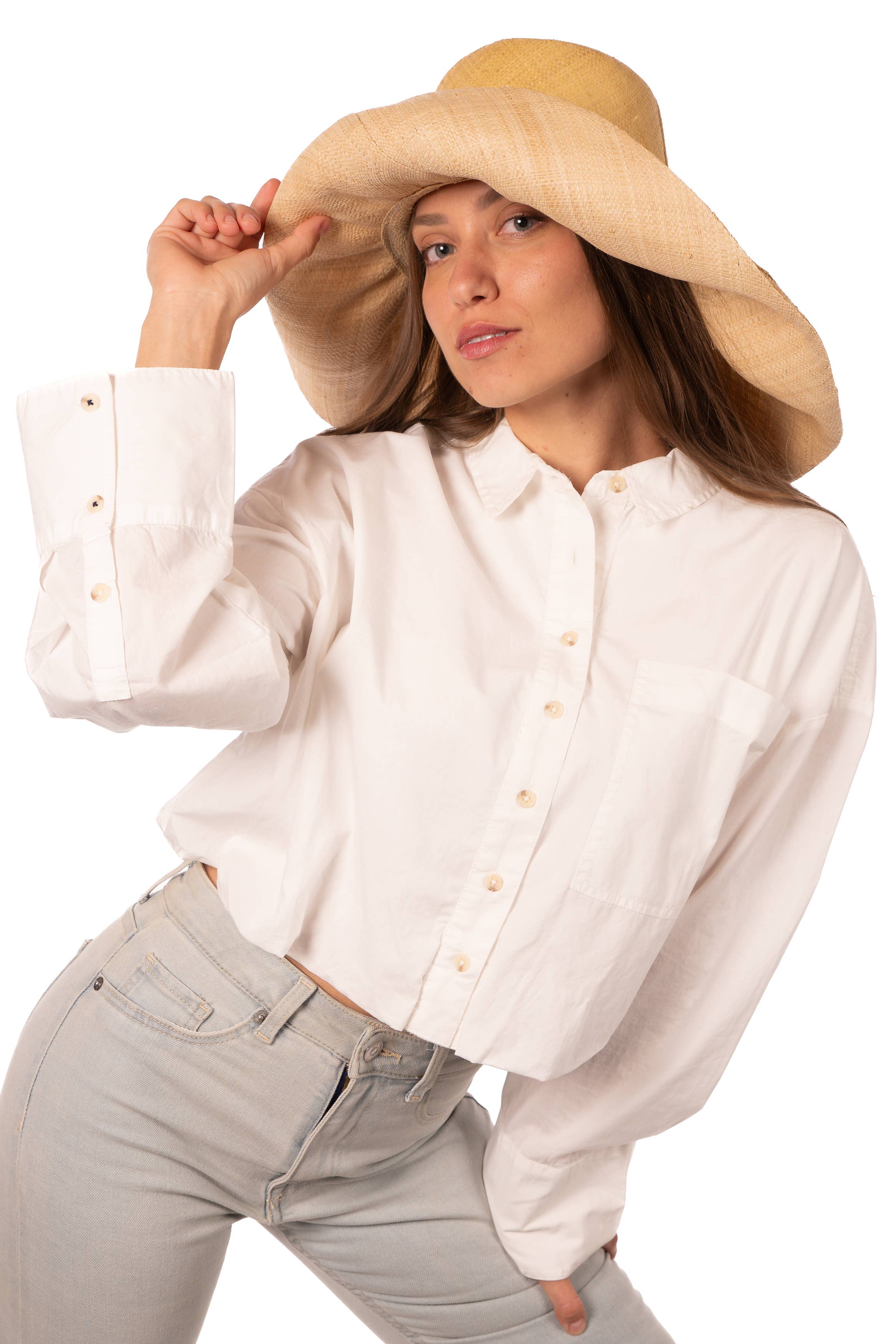 Monica 5" & 7" Wide Brim Two Tone Packable Straw Sun Hats: Fuchsia Two Tone / 7" Brim